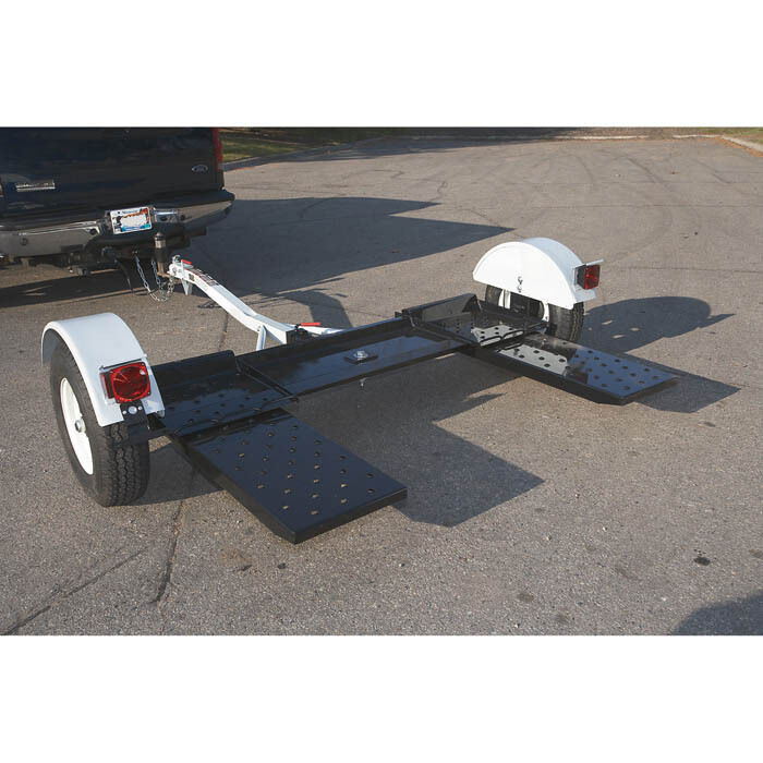 Pull Behind Steel Tow Car Dolly - 3,320 GVWR Capacity - Lights - Fenders - Ramp