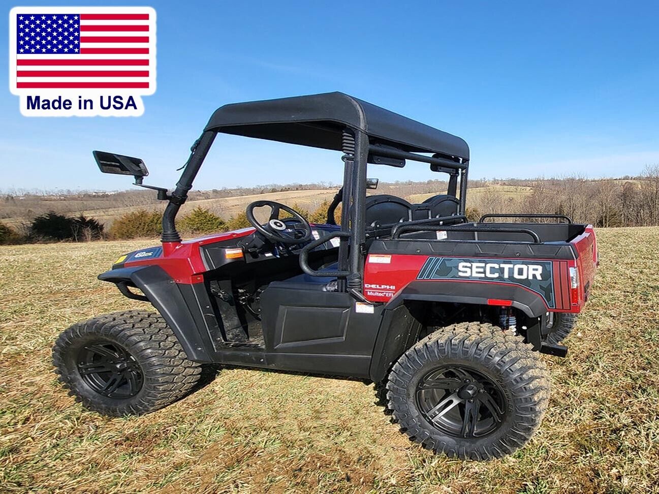 HARD WINDSHIELD & ROOF for Hisun Sector 450 / 550 / 750 - Soft Top - Heavy Duty
