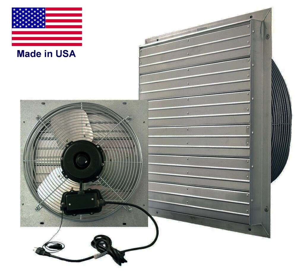 24" Shutter Exhaust Fan - 5850 CFM - 115 V - 2 Speed - Direct Drive - Aluminum