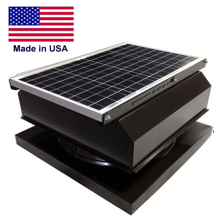 14" SOLAR ATTIC FAN - 3,000 sq ft - 1875 CFM - 40W - CURB MOUNT ATTACHED - Brown