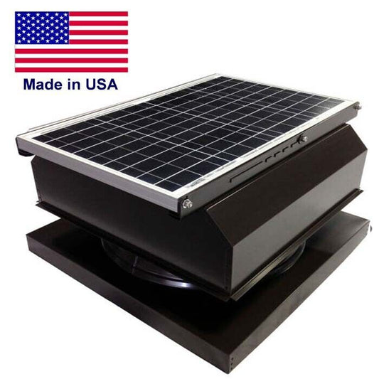 14" SOLAR ATTIC FAN - 3,000 sq ft - 1875 CFM - 40W - CURB MOUNT ATTACHED - Brown