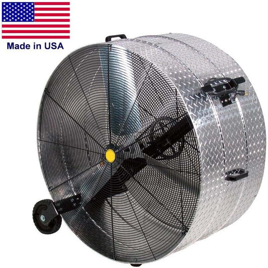 48" PORTABLE DRUM FAN - 23,500 CFM - 115 Volts - 1 Speed - BELT DRIVEN - Wheels