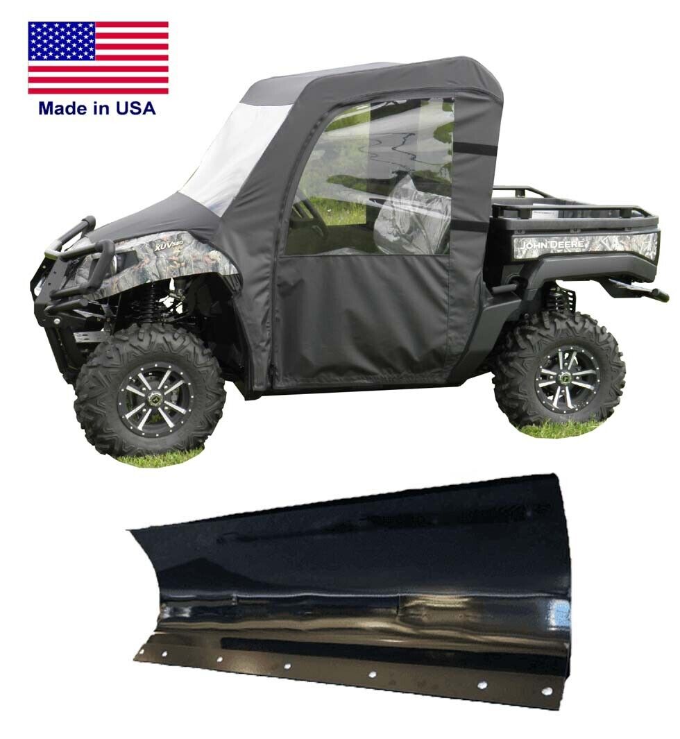66" SNOW PLOW & FULL ENCLOSURE for John Deere Gator XUV - VINYL Windshield Model