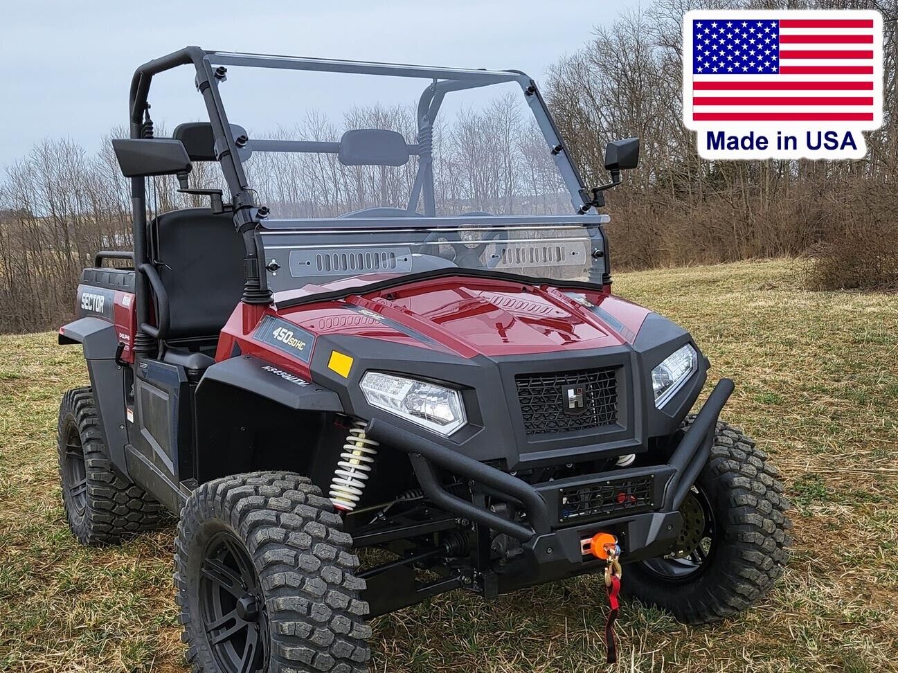 HARD WINDSHIELD for HiSun Sector 450 / 550 / 750 - Vented - Polycarbonate