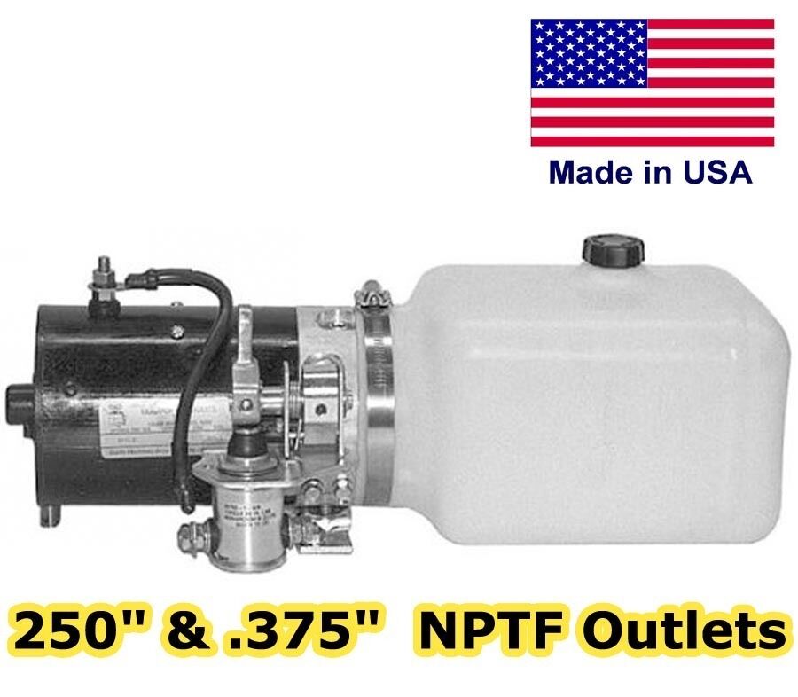 Hydraulic DC Power Unit - Pump, Motor, Poly Reservoir - 3 Way Release - .86 Gal