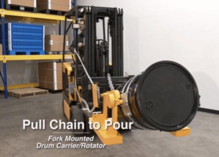 DRUM Lift Carrier & Tilt - Forklift Attachment - 1500 lbs & 55 Gal Drum Capacity