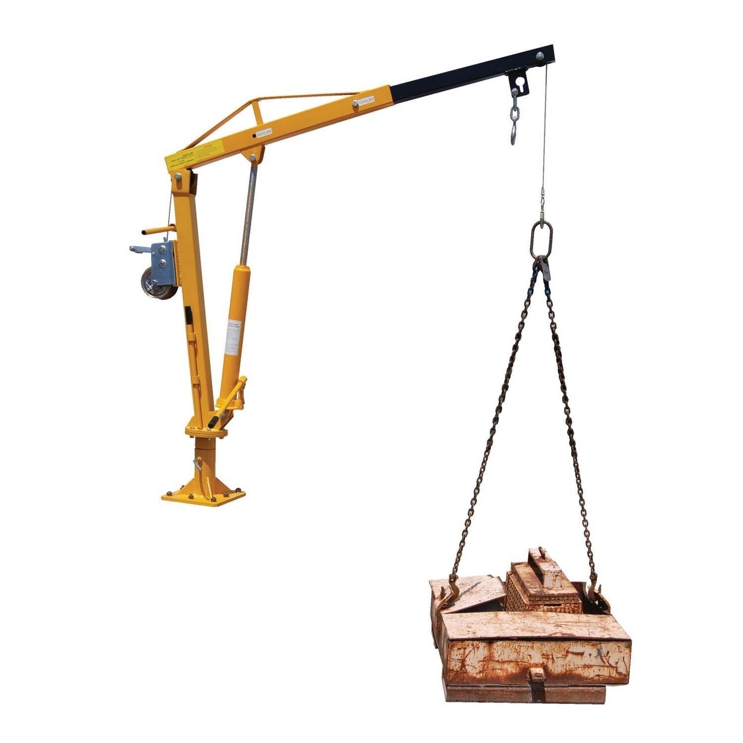 Hand Crank Steel Crane - 2,000 lbs Cap - Truck or Trailer Bed Mounted - 360 Deg