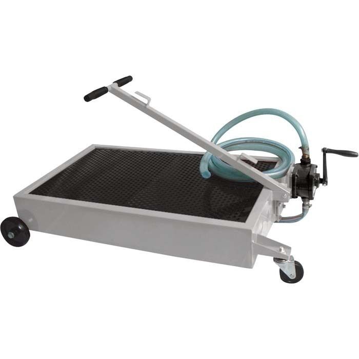 Industrial Oil Drain Dolly with Rotary Pump 15 Gallon 8 Ft Hose