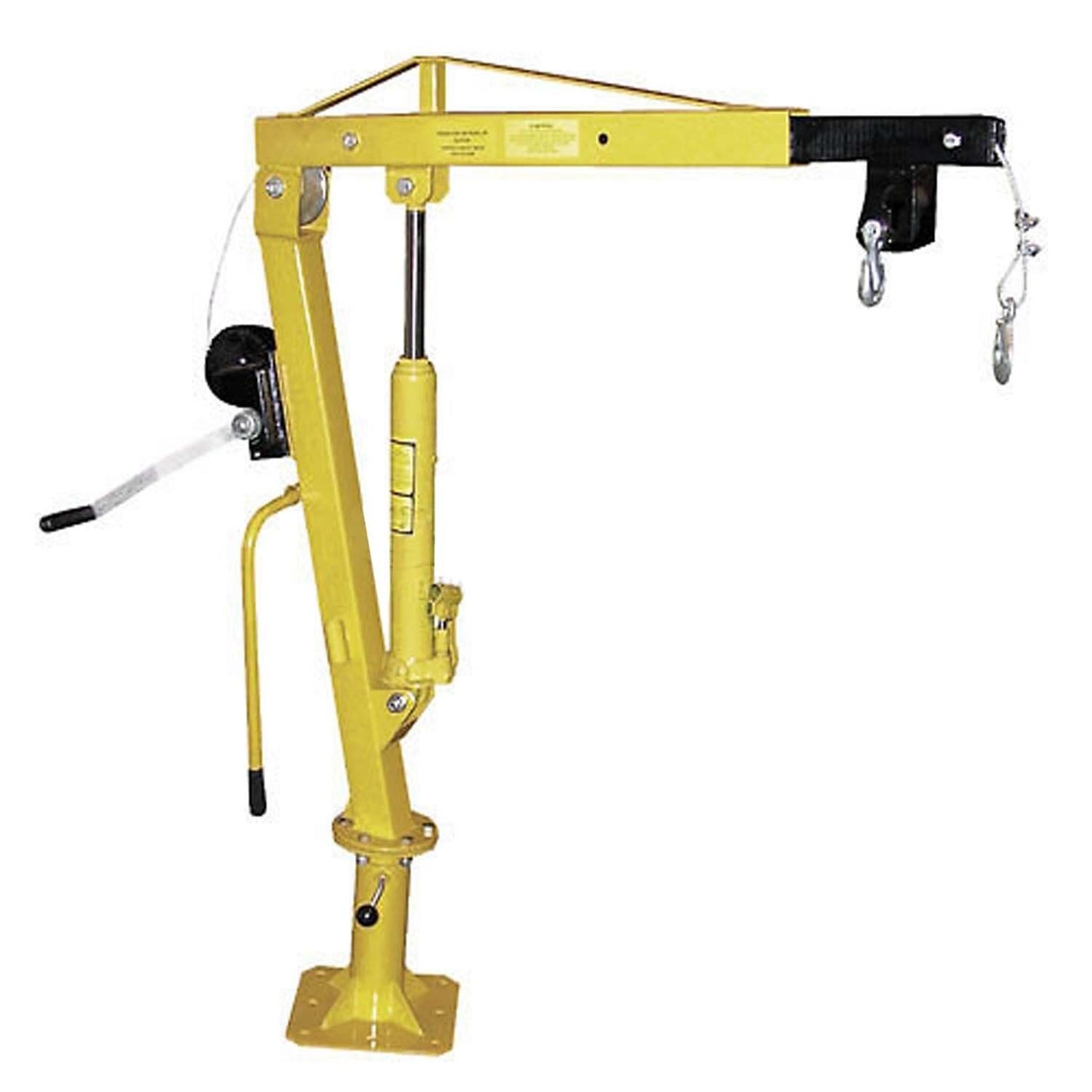 Hand Crank Steel Crane - 1,000 lbs Cap - Truck or Trailer Bed Mounted - 360 Deg