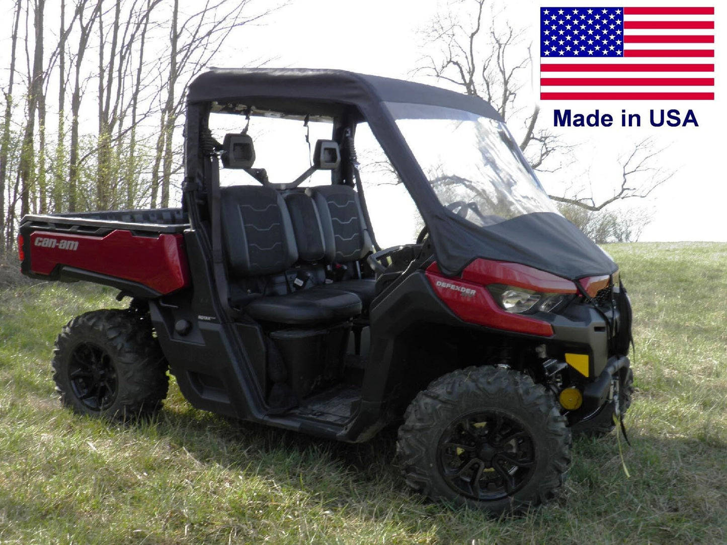 Can Am Defender Partial Cab Enclosure - VINYL WINDSHIELD - Roof - Rear Window