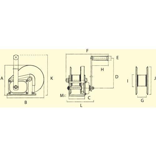 HAND WINCH with Brake - 1000 LBS CAPACITY - Stainless Steel - Weatherproof