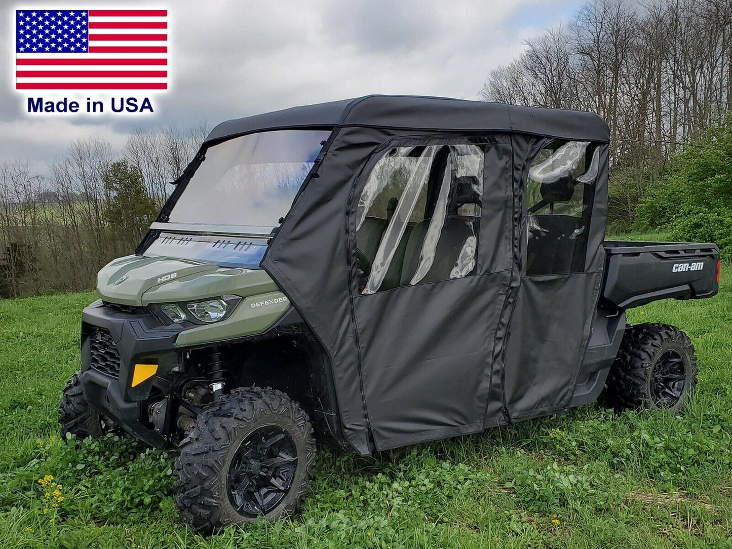 Can Am Defender Max Full Enclosure - HARD WINDSHIELD, Roof, Doors, & Rear Window