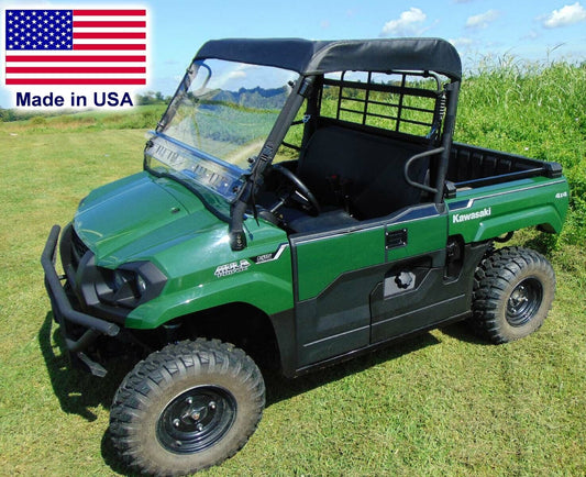 ROOF & HARD WINDSHIELD Combo for Kawasaki Mule Pro MX, FX, SX, & DX