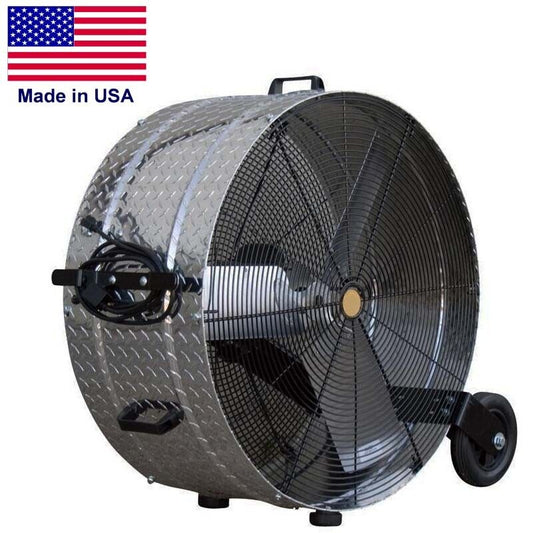30" PORTABLE DRUM FAN - 9,100 CFM - 115 Volts - 1 Speed - DIRECT DRIVE - Wheels