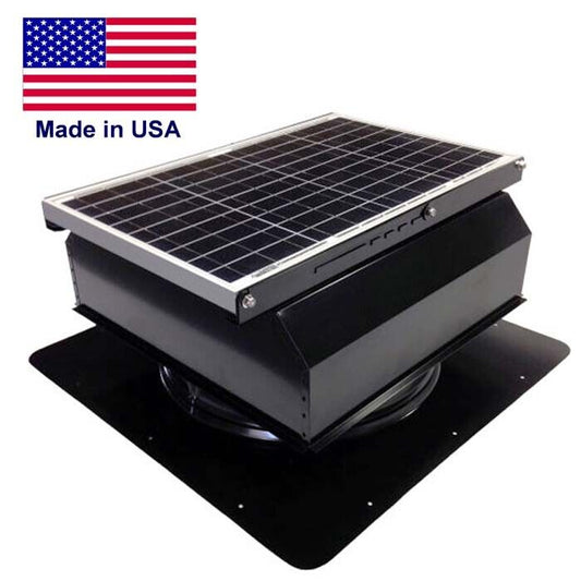 14" SOLAR ATTIC FAN - 3,000 sq ft - 1875 CFM - 40w - CURB MOUNT ATTACHED - Black