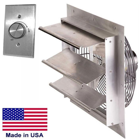 12" Exhaust Fan - Shutter Mount - 115V - 1/25 HP - 800 CFM - Alum - 1ph - Remote