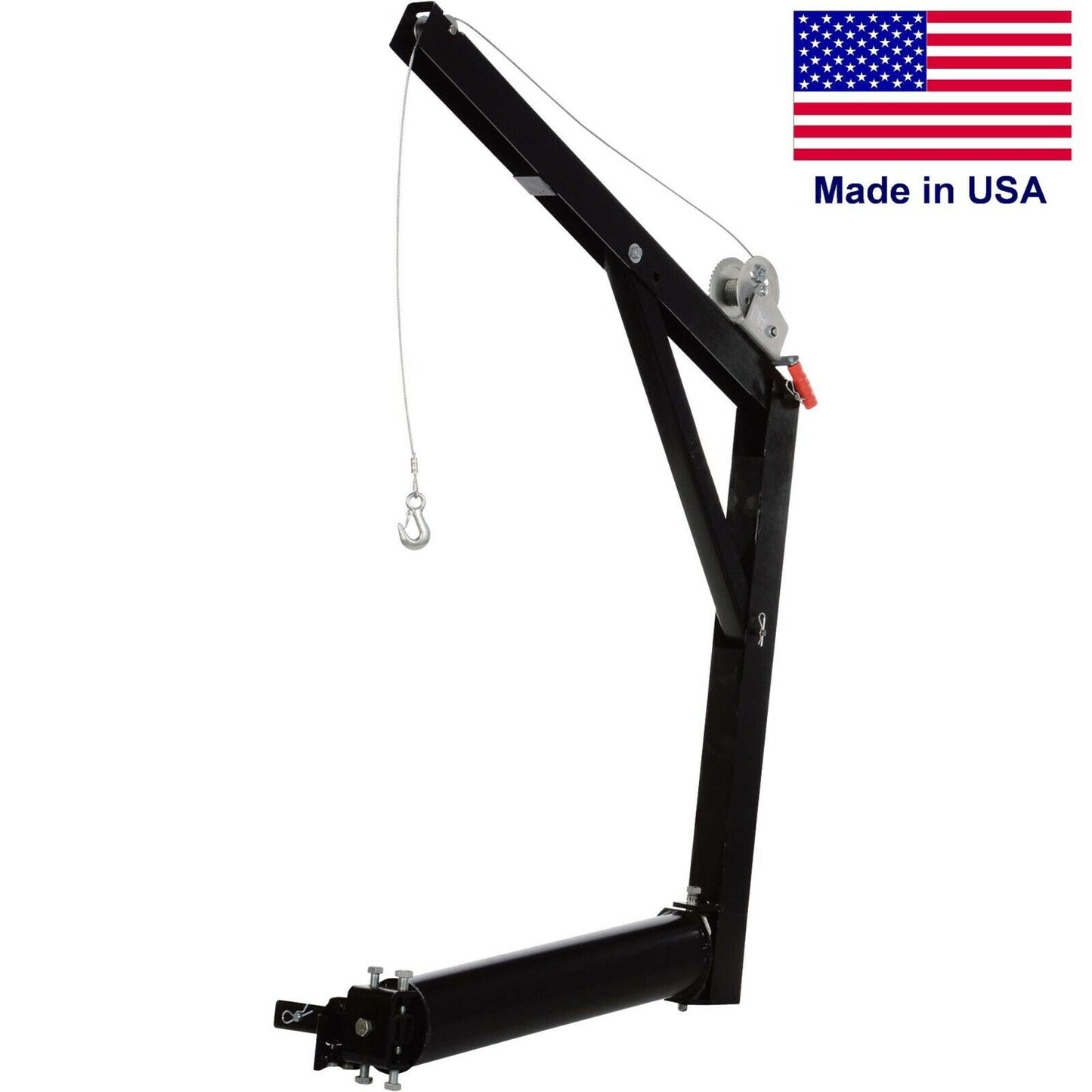 Hand Crank Winch Crane - 600 lbs Cap - Hitch Mounted - Class 3 or 2" Higher