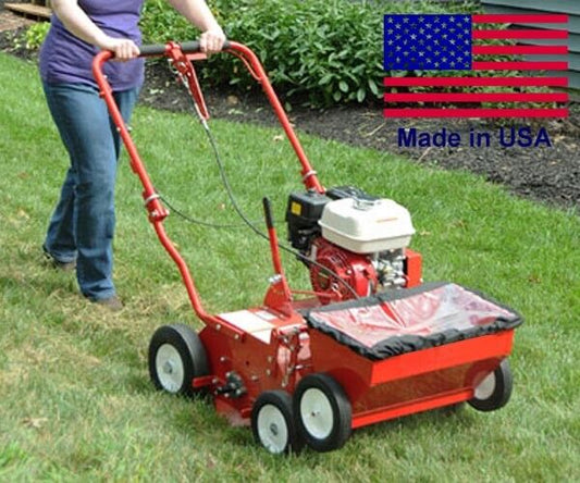 Walk Behind OVERSEEDER - 20" Spread Width - 30 lbs Seedbox - Honda Engine - COML