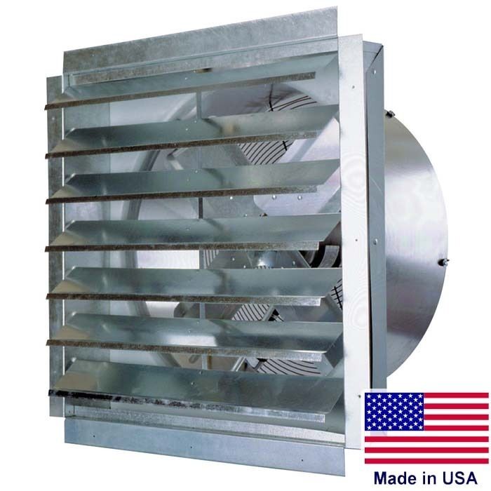 30" Exhaust Fan & Shutters- 5500 CFM - 6.3 Amps - 120 Volts - 1 Speed - 1/2 HP