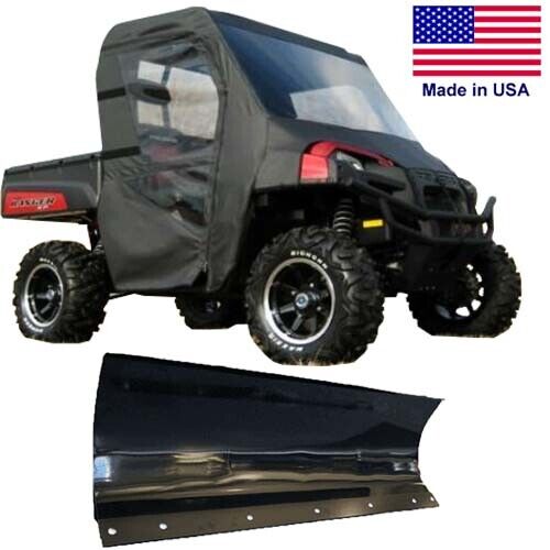 60" SNOW PLOW & FULL ENCLOSURE for Polaris Ranger - Vinyl Windshield Model