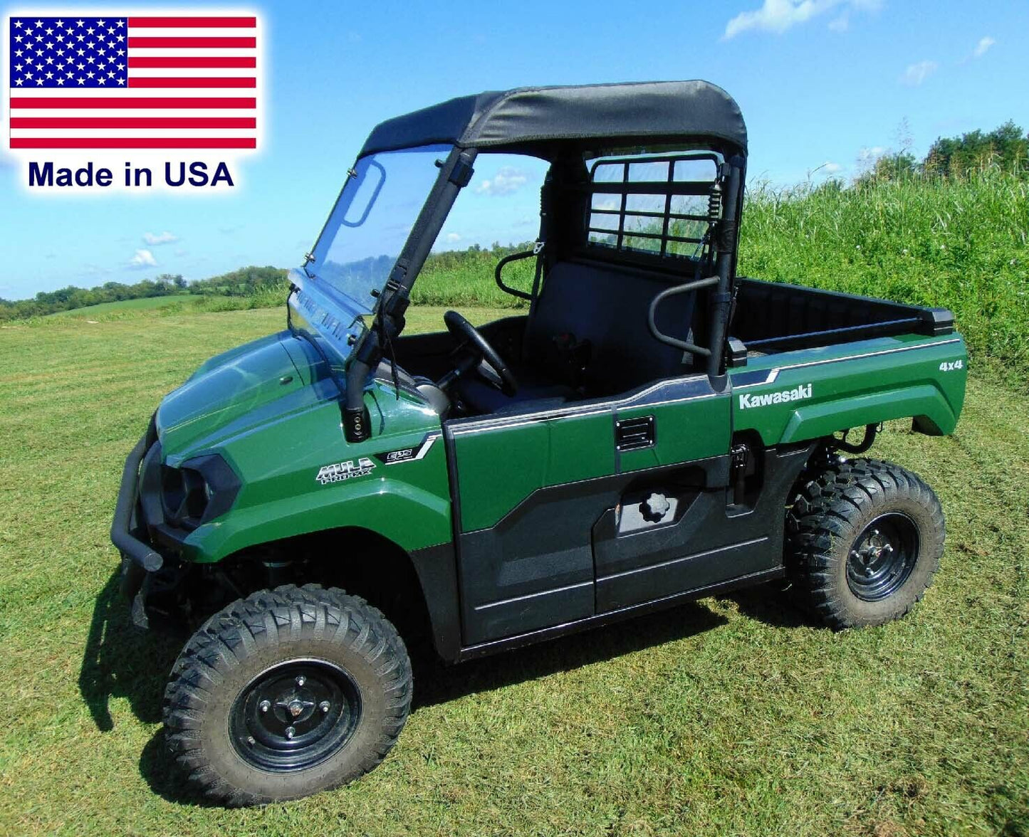 ROOF & HARD WINDSHIELD Combo for Kawasaki Mule Pro MX, FX, SX, & DX