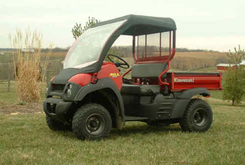 VINYL WINDSHIELD & ROOF COMBO for Kawasaki Mule 600 & 610 - Soft Material