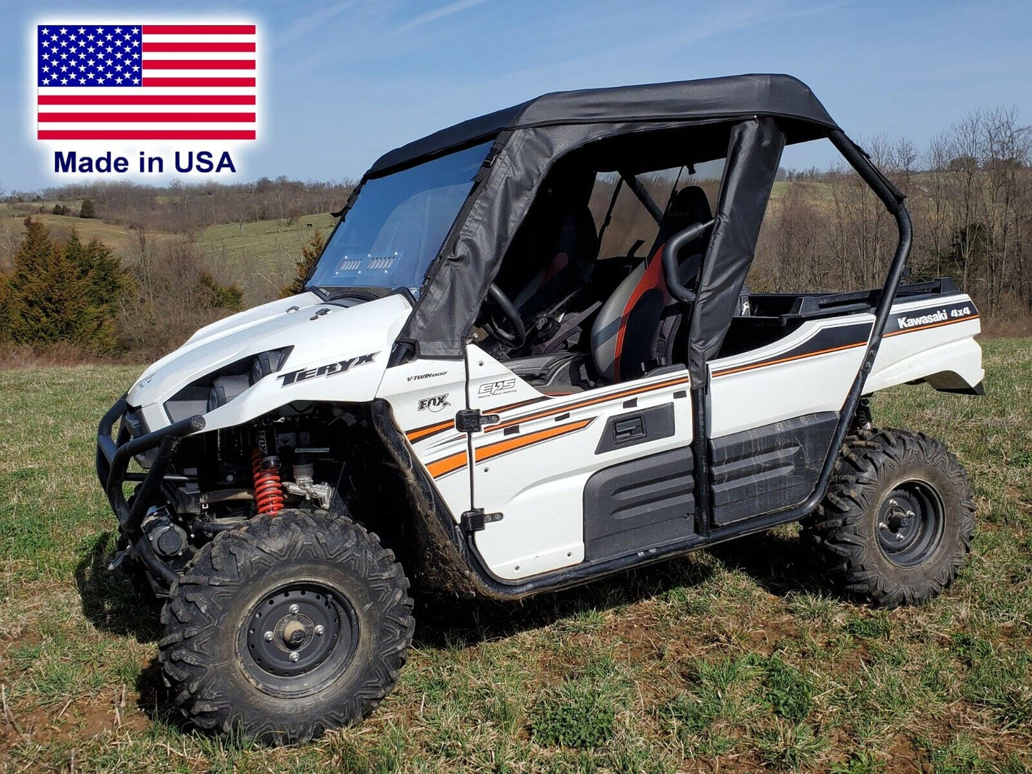 HALF Enclosure for Kawasaki Teryx 800 - HARD WINDSHIELD, Roof, Rear Window