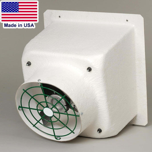 12" Fiberglass Exhaust Fan - 1,858 CFM - 115/230V - 1 Ph - Poly Blades & Shutter