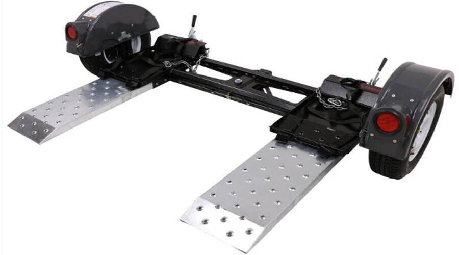 Tow Dolly - 4801 lbs Cap - Tilt Bed - Brakes - 42" to 78" Tread Width - Lights