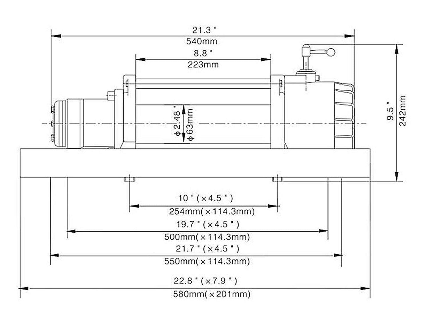 Hydraulic TOW TRUCK Winch - 10,000 lbs Capacity - 1,813 PSI - 4 to 10.6 GPM