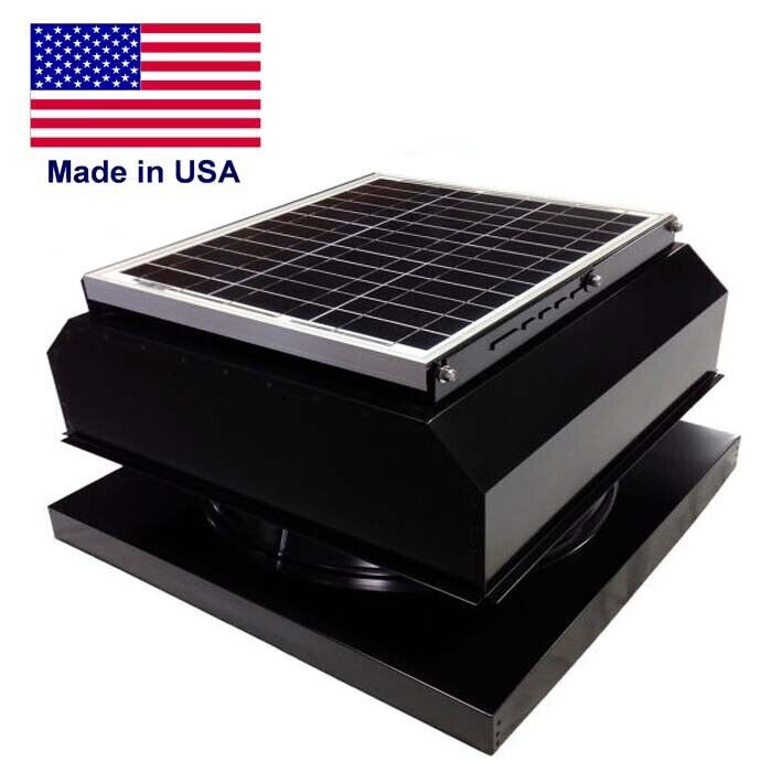 14" SOLAR ATTIC FAN - 2,175 sq ft - 1400 CFM - 20 W - CURB MOUNT ATTACH - Black
