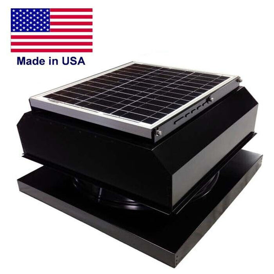 14" SOLAR ATTIC FAN - 2,175 sq ft - 1400 CFM - 20 W - CURB MOUNT ATTACH - Black