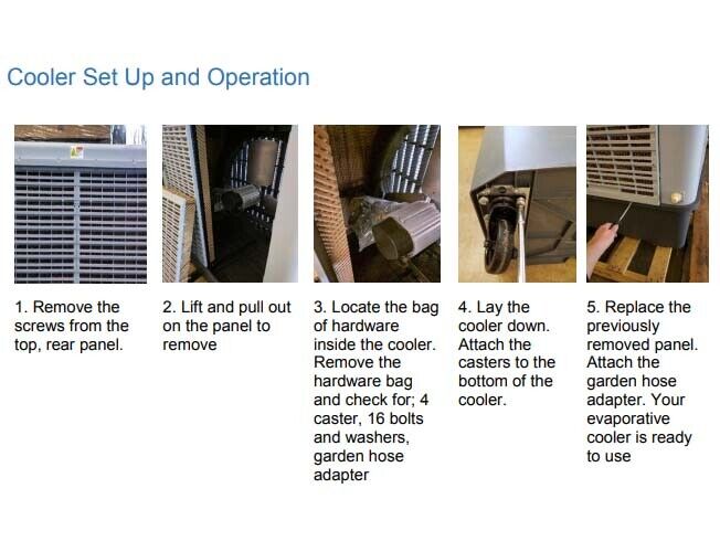 Portable Evaporative SWAMP COOLER - 8500 CFM - 2100 sqft - 33 Gal Tank - 115 V