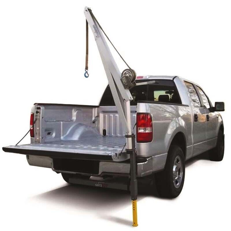 Truck CRANE & Receiver Hitch - 20ft Strap - 700 lbs Capacity - 4ft Boom - Manual