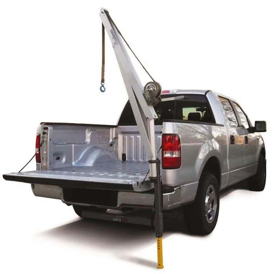 Truck CRANE & Receiver Hitch - 20ft Strap - 700 lbs Capacity - 4ft Boom - Manual