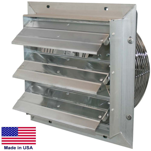 10" Shutter Exhaust Fan - 630 CFM - 115V - 1/8HP - 1 Ph - 3 Speed - Direct Drive