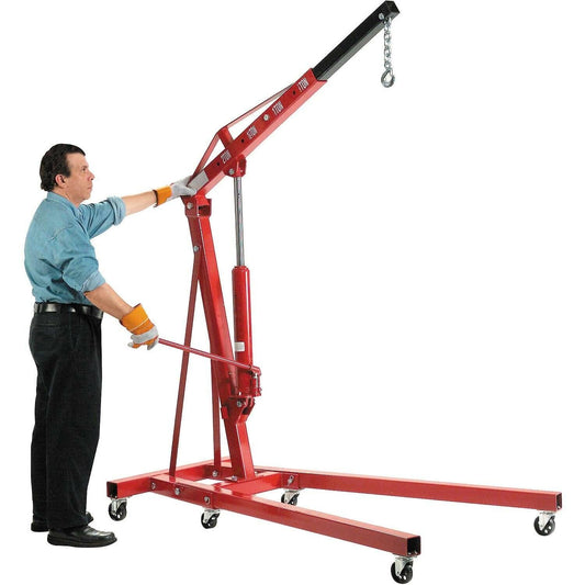 Floor Crane - 4000 lbs Capacity - 2 Ton - Straight Boom - Manual Hydraulic Pump