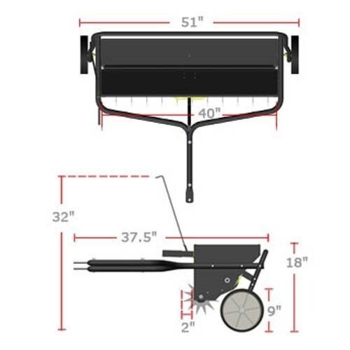 Industrial 40" Aerator & Spreader Combo - 132 Spikes - 120 lbs Cap - Commercial