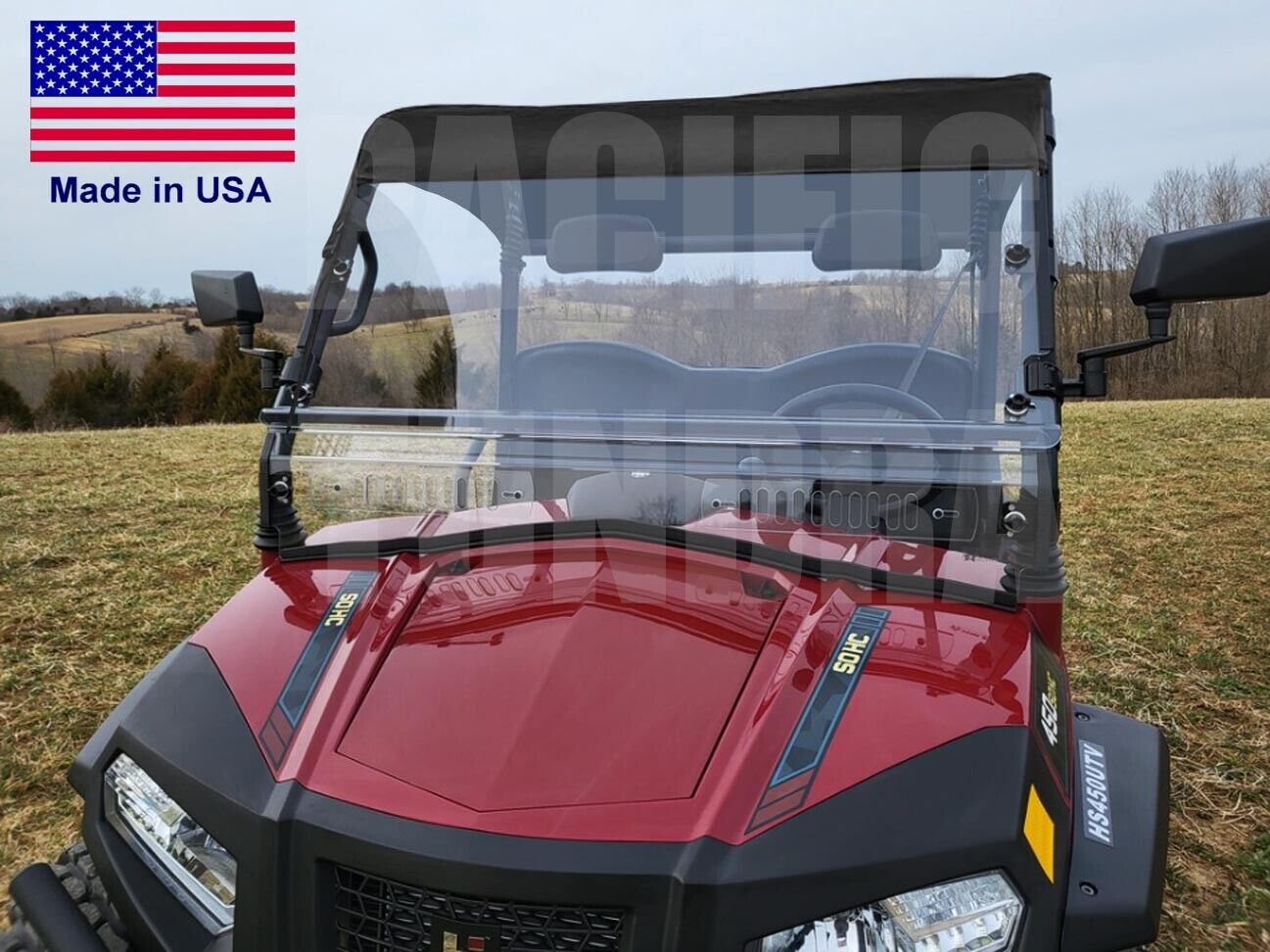 HARD WINDSHIELD & ROOF for Hisun Sector 450 / 550 / 750 - Soft Top - Heavy Duty