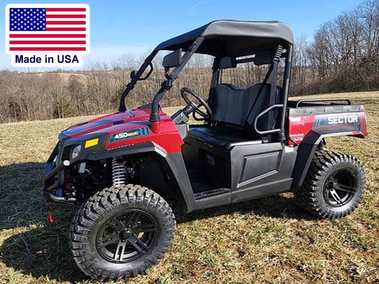 HARD WINDSHIELD & ROOF for Hisun Sector 450 / 550 / 750 - Soft Top - Heavy Duty