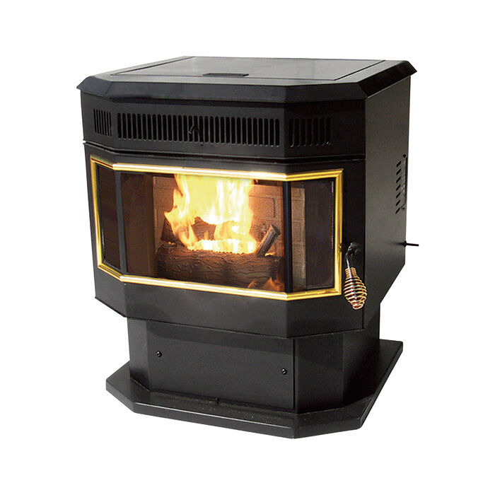HEATER Pellet Stove with Bay Window - 42,000 BTU - Blower - 265 CFM - 2,000 Sqft