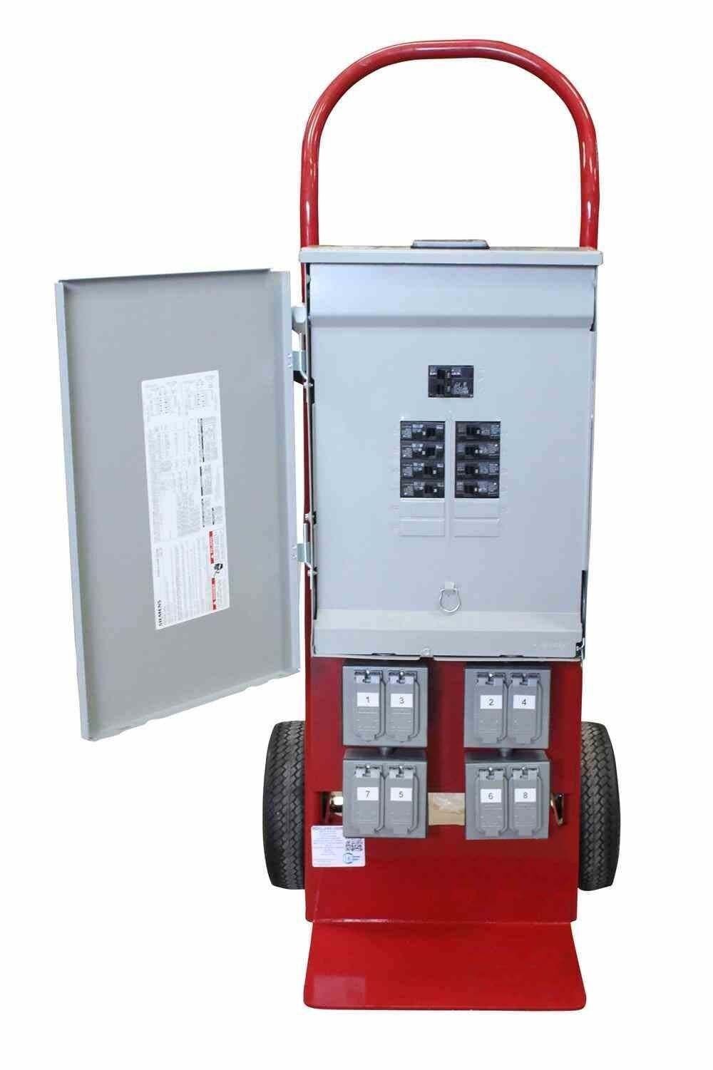 Portable Power Supply Distributor Cart - 240V to 120V Stepdown - 100 Amp Breaker