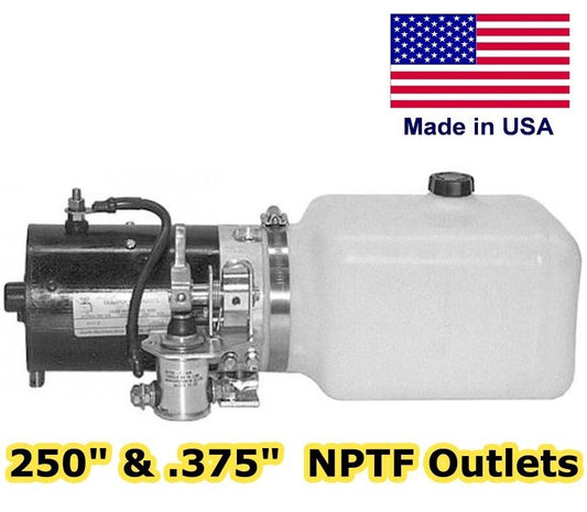 Hydraulic DC Power Unit - Pump, Motor, Poly Reservoir - 3 Way Release - .86 Gal