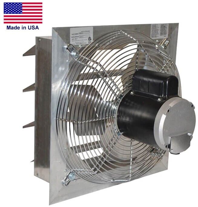 12" Shutter Exhaust Fan - 1640 CFM - 1/4 HP - 115 Volts - 1 Phase - 3 Blades
