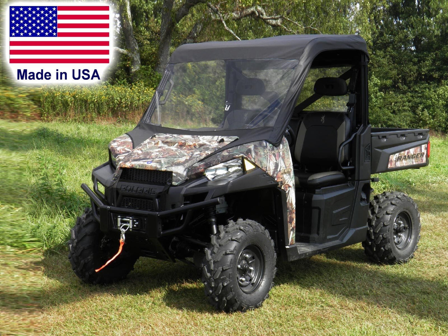 VINYL WINDSHIELD & ROOF Combo for Polaris Ranger XP - Soft - Withstands Hwy Spds