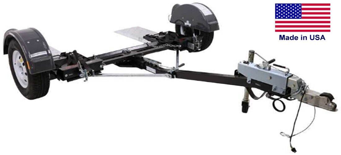 Tow Dolly - 4801 lbs Cap - Tilt Bed - Brakes - 42" to 78" Tread Width - Lights