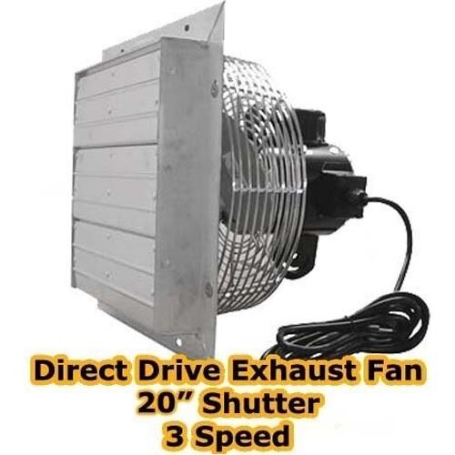 20" Exhaust Fan - Shutter - 3 Speed - Direct Drive - 4,250 CFM - 115 Volts - 1ph