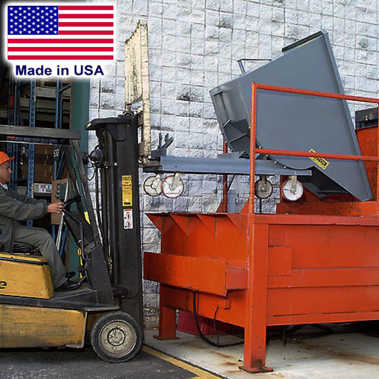 FORKLIFT HOPPER Bin - 6,000 lbs Cap - Self Dumping - 1 Cubic Yd - 7 Gauge Wall