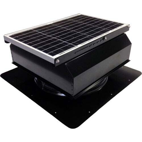 14" SOLAR ATTIC FAN - 3,000 sq ft - 1875 CFM - 40w - CURB MOUNT ATTACHED - Black