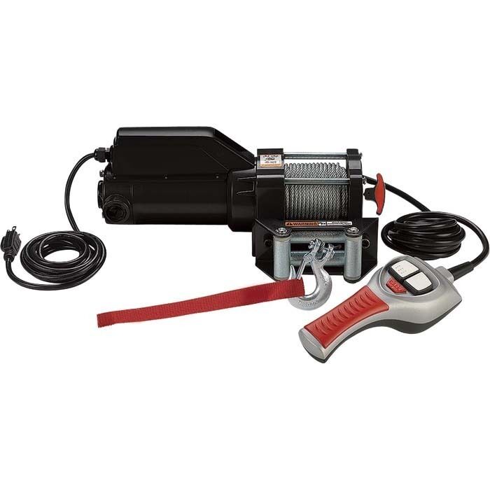 Electric AC Winch & Remote Control - 1500 Lbs - 120 Volts - 261:1 - Freespooling